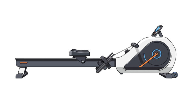 Modern Indoor Rowing Machine Exercise Equipment for Fitness and Cardio Training Illustration