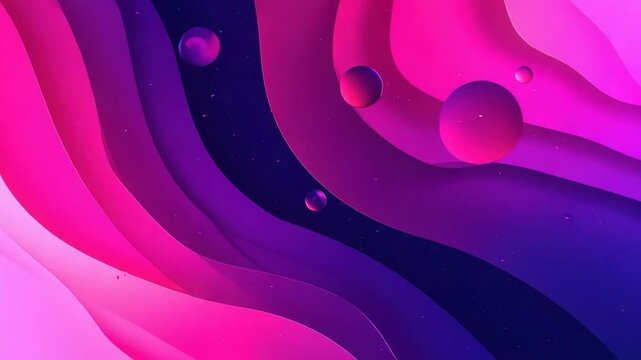Abstract illustration with flowing shapes and spherical elements