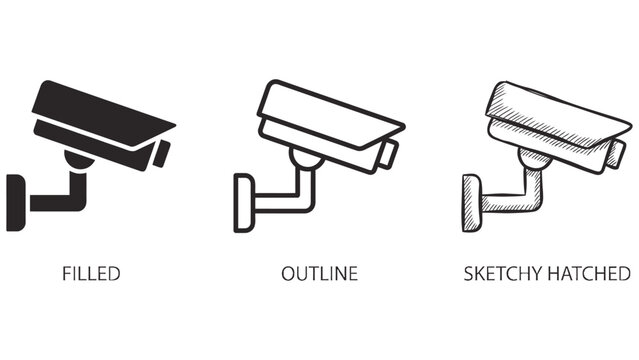 CCTV security surveillance camera protection icon set