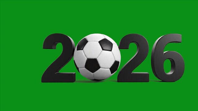 3D 2026 Football World Cup Animation on Green Screen Background