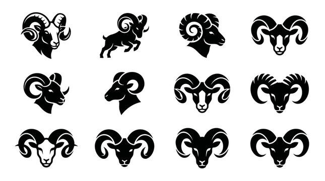 Premium ram head and bighorn sheep mascot logo set for sports teams and corporate branding identity