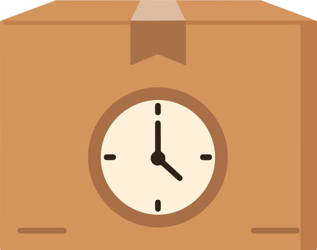 Delivery on Time Box with Clock on Brown Package