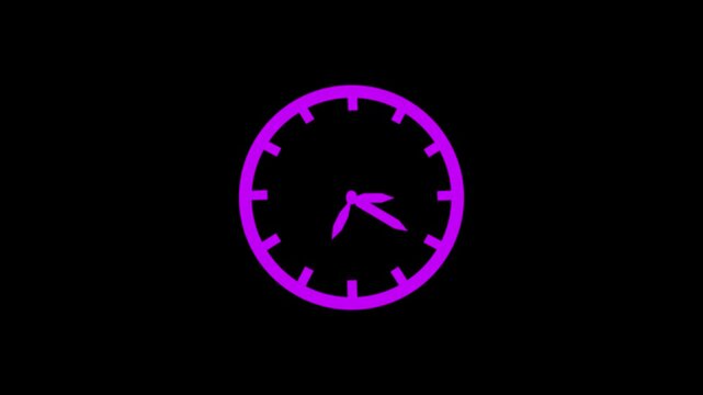 clock icon animation on black background. analog clock timer circle animated. 12 Hours Clock