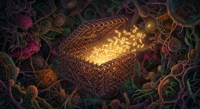 Opening a box releasing glowing particles