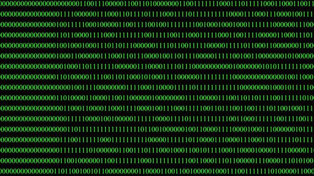 binary code background video animation 4k.Matrix green binary code streaming animation