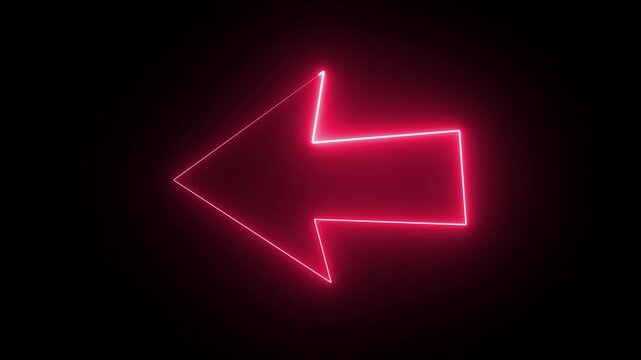 arrow icon pointing left video animation on Black background,