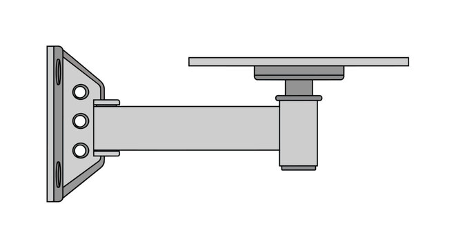 Adjustable wall mount swivel arm bracket illustration for monitor stand or shelf support hardware design