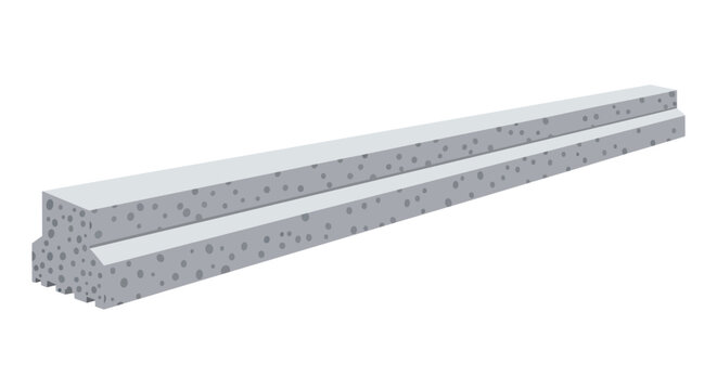 Long Precast Concrete T-Beam Lintel for Building Construction and Structural Support Illustration