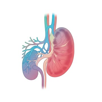 Human Kidney Anatomy Medical Illustration.