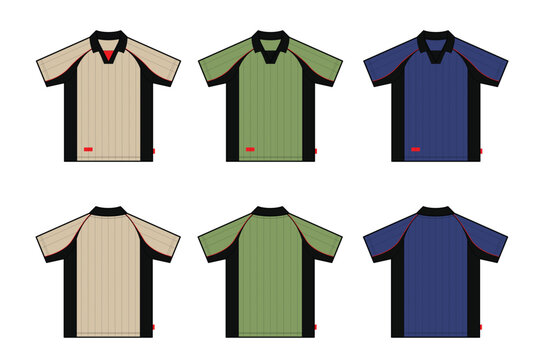 Set vintage sports jersey designs, jersey jackets for sports clubs. Front and back views.