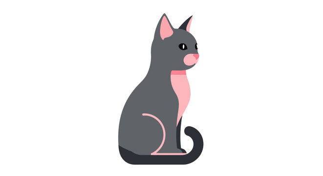 Cute Cartoon Gray Domestic Cat.