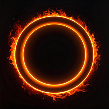 Bright orange fire portal circle