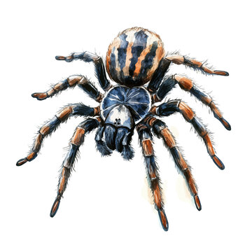 watercolor of Tarantula, vector, isolated on a white background.