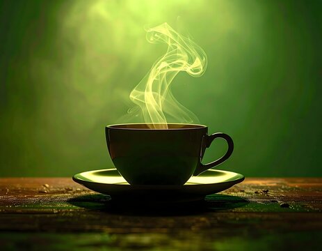 Steaming Cup on Green Glow