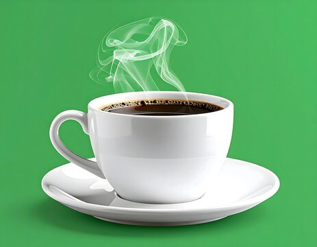Steaming Hot Coffee in White Cup