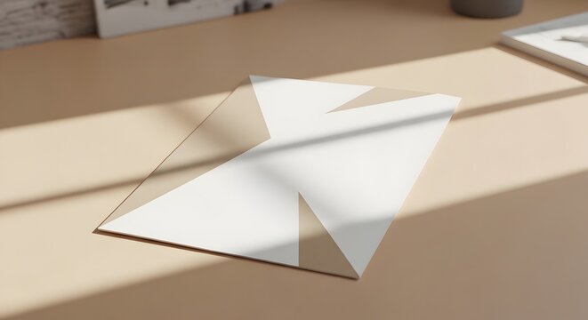 Abstract geometric composition with white and beige tones illuminated by natural sunlight creating striking shadows