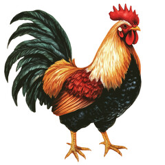 Rooster, watercolor vector, isolated on a white background. © nexora