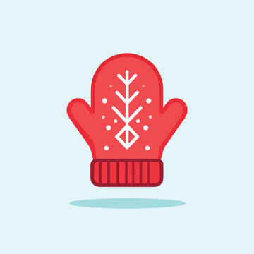 Red Mittens with Snowflake Design.