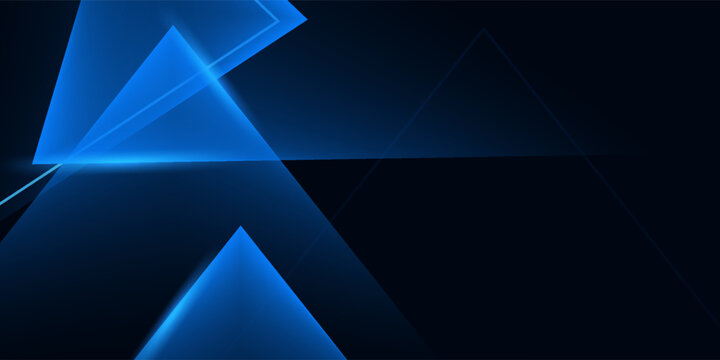 Minimalist cyber blue wallpaper with bright glowing triangle elements Suit for banner, web, brochure, pamflet and presentation