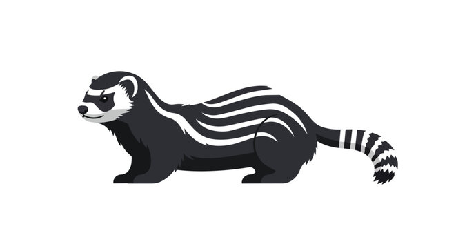 Striped Polecat or Zorilla Wildlife Illustration Isolated on White Background