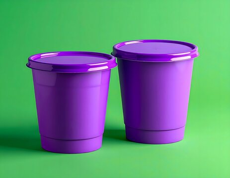Vibrant Purple Containers on Green Background