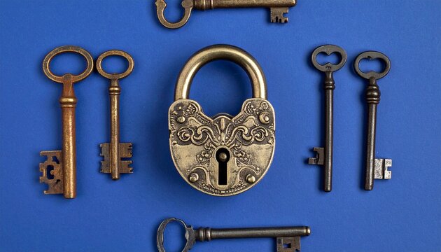 metal key with lock 