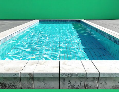 Vibrant Turquoise Pool with Green Background