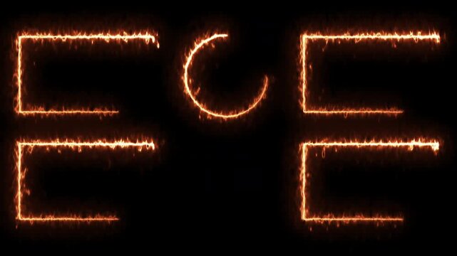 YouTube end screen animation with fire isolated on black background.