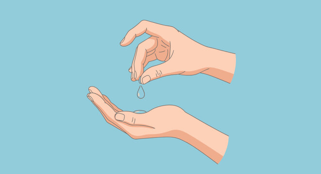 A gentle hand delicately drops a single, precious water droplet into another open palm, symbolizing care, conservation, and the profound value of this essential natural resource