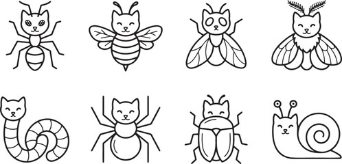 Funny insect cat mashups including bee spider and snail © HM