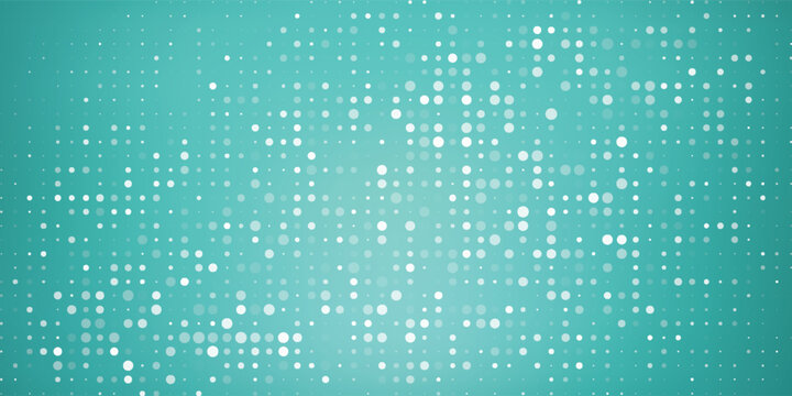 Abstract Turquoise Halftone Dot Background, Mint Green Digital Data Grid Matrix Pattern, Creative Tech Wallpaper for Banner and Presentation
