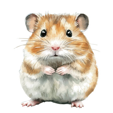 Hamster, watercolor drawing vector, isolated on a white background.