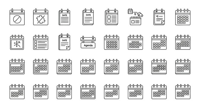Calendar and Date Line Icons Collection.