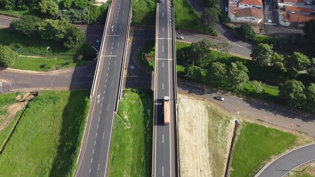 Anhanguera Highway, a view of the Anhanguera Highway in Brazil as seen by a drone on a Sunday morning. 4k drone footage.