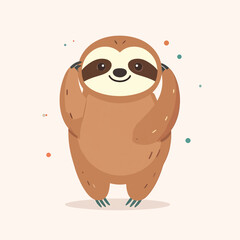 Fototapeta premium Cute Sloth Standing on Two Legs.
