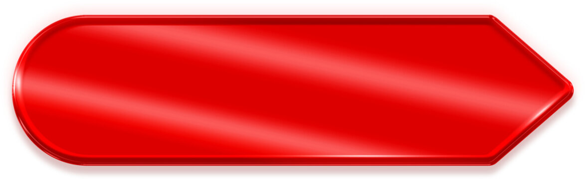 Glossy red chrome wide button metallic UI element