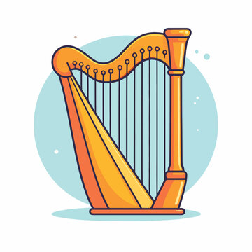 Vibrant Orange Harp Instrument Closeup.