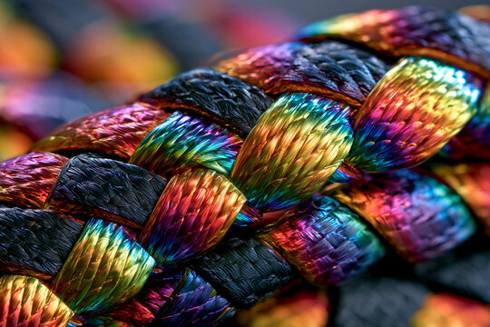 Iridescent holographic carbon fiber weave texture.