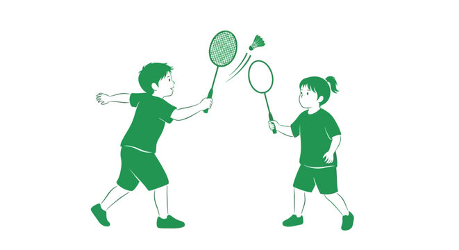 Children Playing Tennis with Rackets.