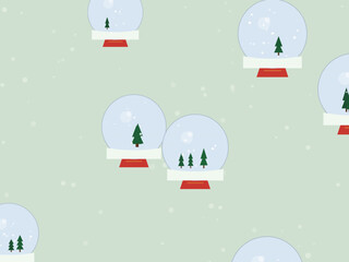 Fototapeta premium Holiday Snow Globe Christmas Tree Pattern