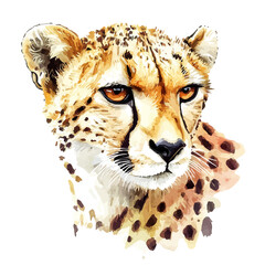 Cheetah, watercolor vector, isolated on a white background. © nexora