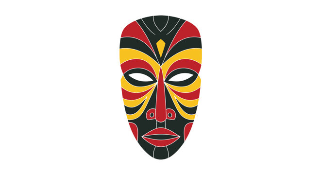 Colorful African Tribal Mask Vector Illustration