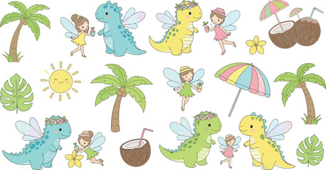 Fototapeta premium Colorful whimsical illustrations of monsters eating popsicles and candy