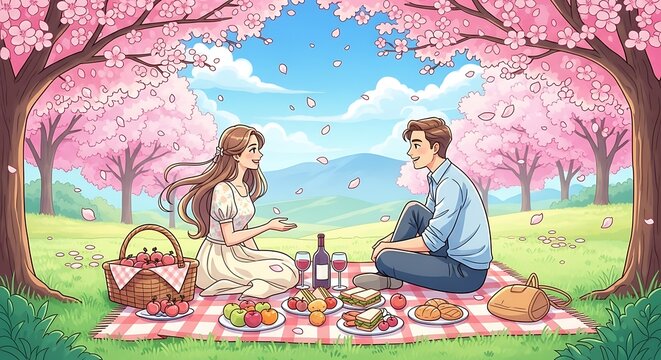 Picnic in Spring Blossom.