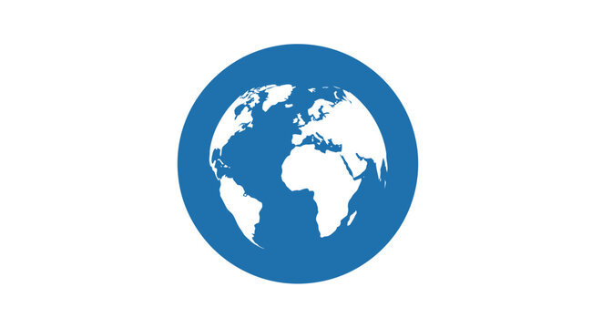 Blue Globe Earth Icon Symbol.