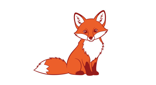 Cartoon red fox sitting down.