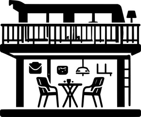 Fototapeta premium terrace icon , furniture icon vector vector silhouette illustration isolated on white background