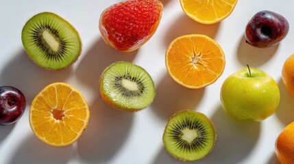 Fototapeta premium Delightful Composition of Fresh Fruits Displaying a Variety of Colors and Textures