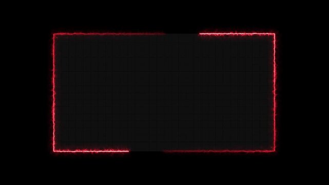 Animated neon looped light frame for game streaming video on a transparent background.  Neon lights rotate and spread colorful ligh