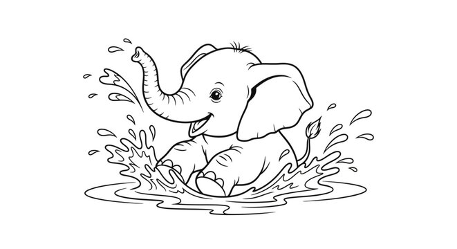 Baby Elephant Playing in Water.
